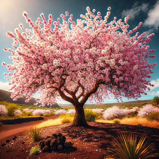 an almond tree with flowers