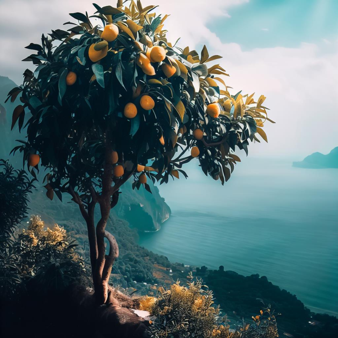lemon tree next to the sea