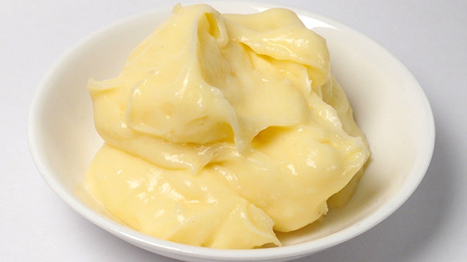 custard in a white bowl